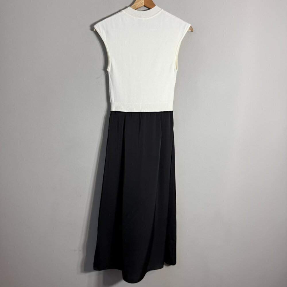 Hugo Boss Ferdola Mixed Media Midi Dress Women's XS Ivory Black Career Chic NWOT - Picture 11 of 16